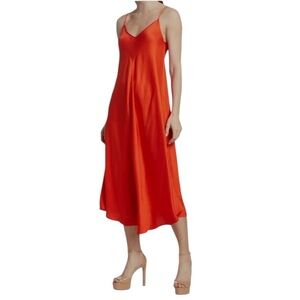 L'AGENCE NWT Lorraine Sleeveless Trapeze Midi Dress in cherry tomato